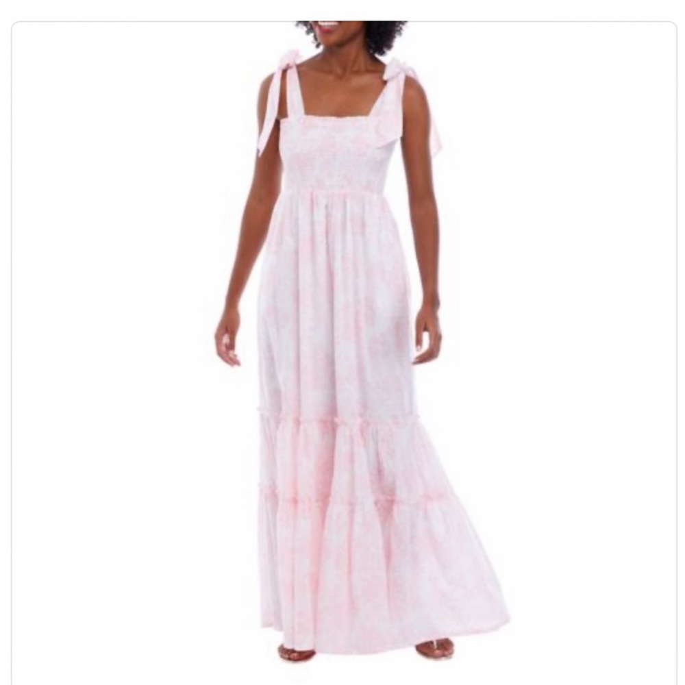 Crown and Ivy women’s tie shoulder pink floral dress large